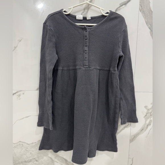 GAP Charcoal Long-Sleeve Waffle Knit Girls Dress - Picture 1 of 5